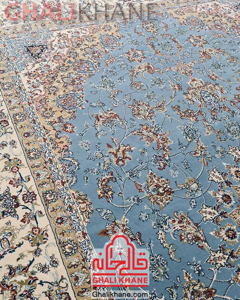 فرش زمرد مشهد طرح 14000 آبی