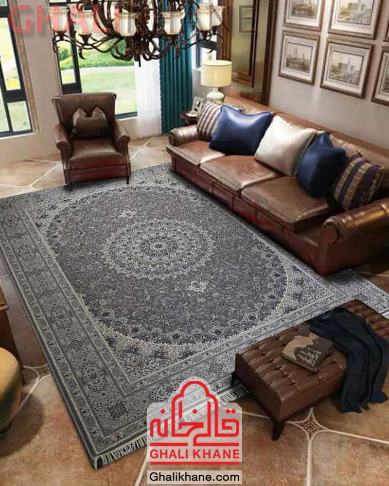 فرش زمرد مشهد کد 22008 خاکستری
