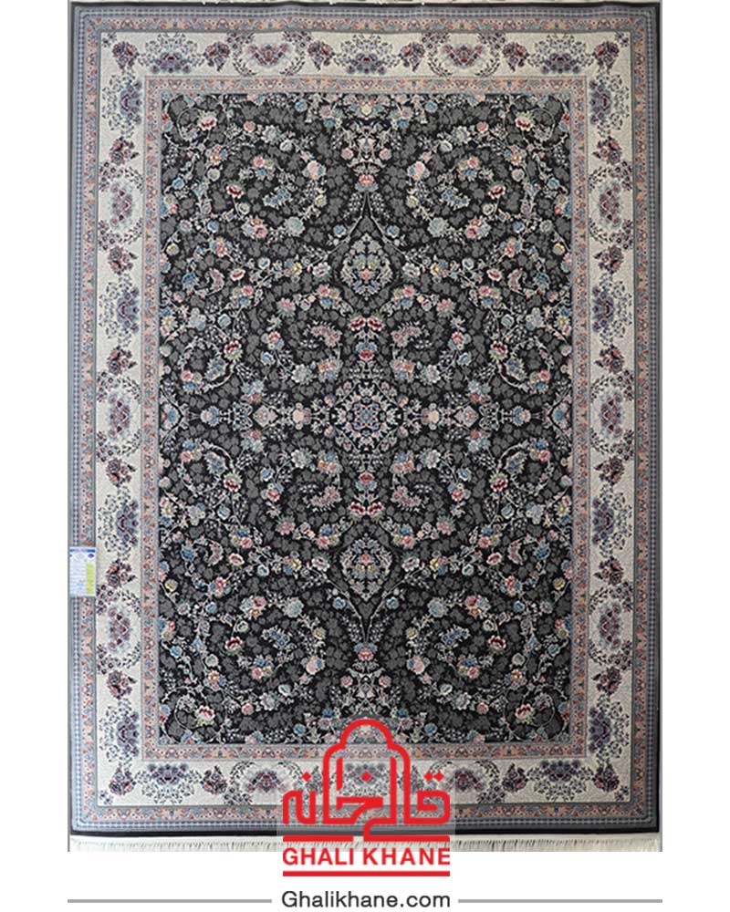 فرش زمرد مشهد کد 25069 زغالی