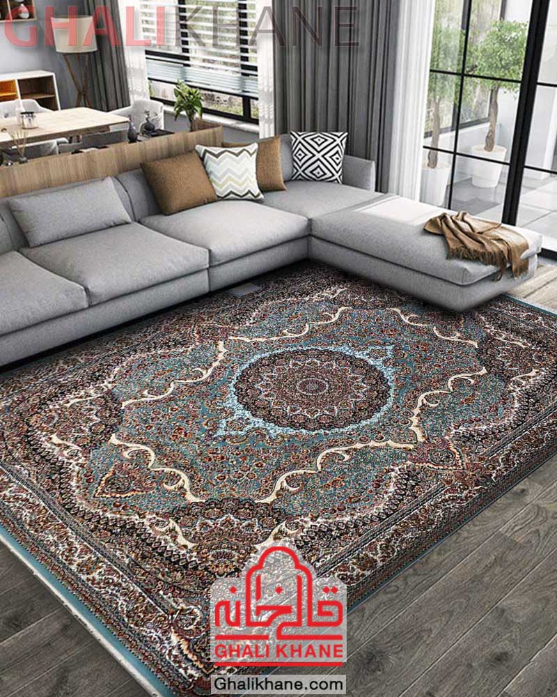 فرش نگین مشهد کد 2580 آبی