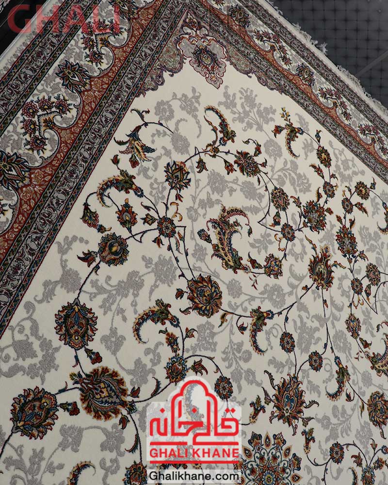 فرش نگین مشهد طرح افشان کد 2599 کرم