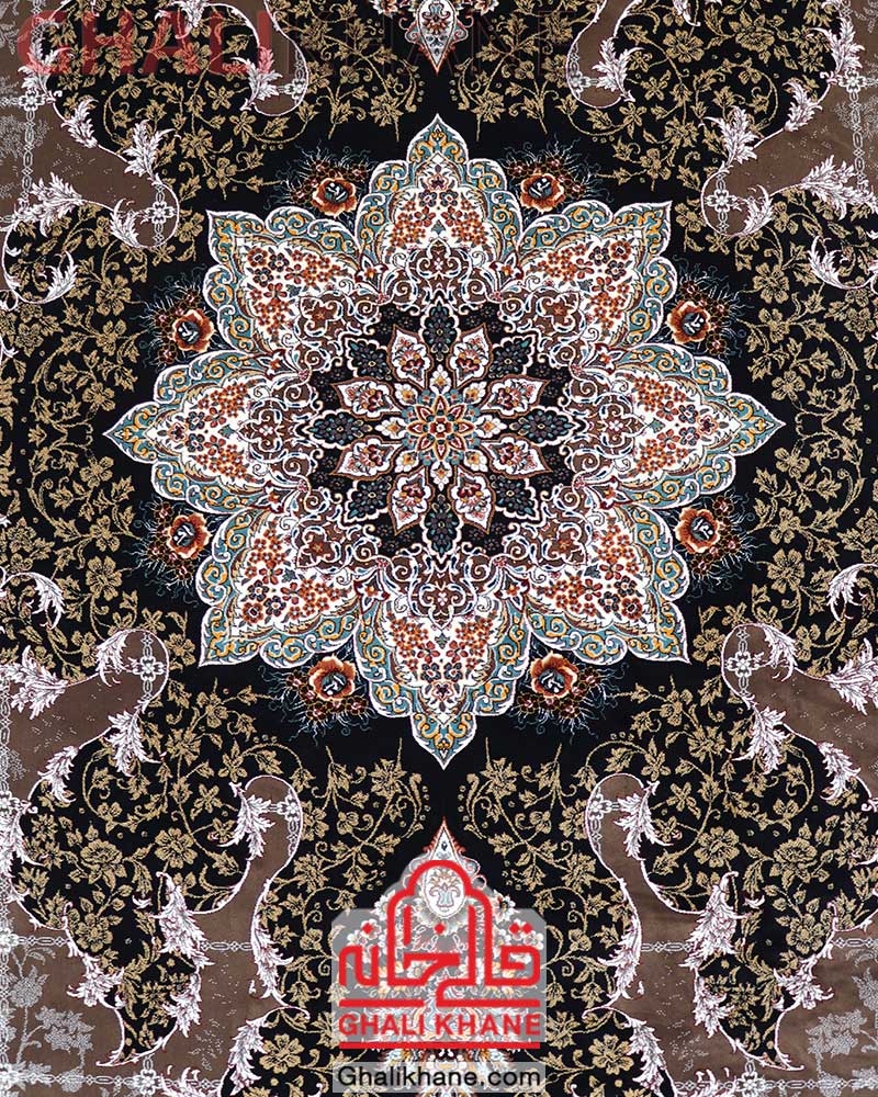 فرش نگین مشهد طرح هیوا کد 2598 گردویی