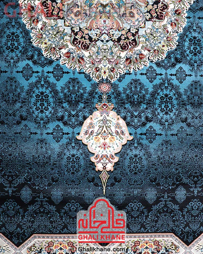 فرش نگین مشهد طرح هالیدی کد 2600 سرمه ای