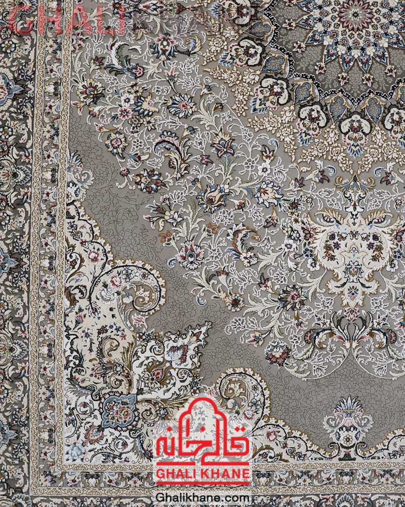 فرش زمرد مشهد کد 30003 سیلور گل برجسته