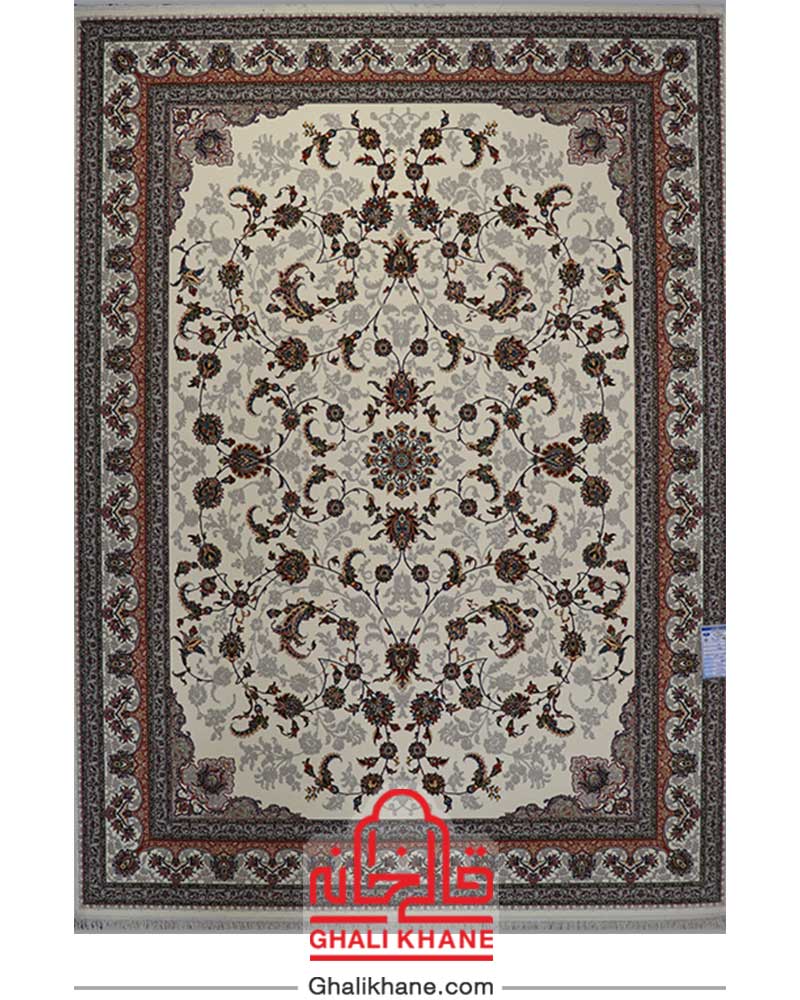 فرش نگین مشهد طرح افشان کد 2599 کرم
