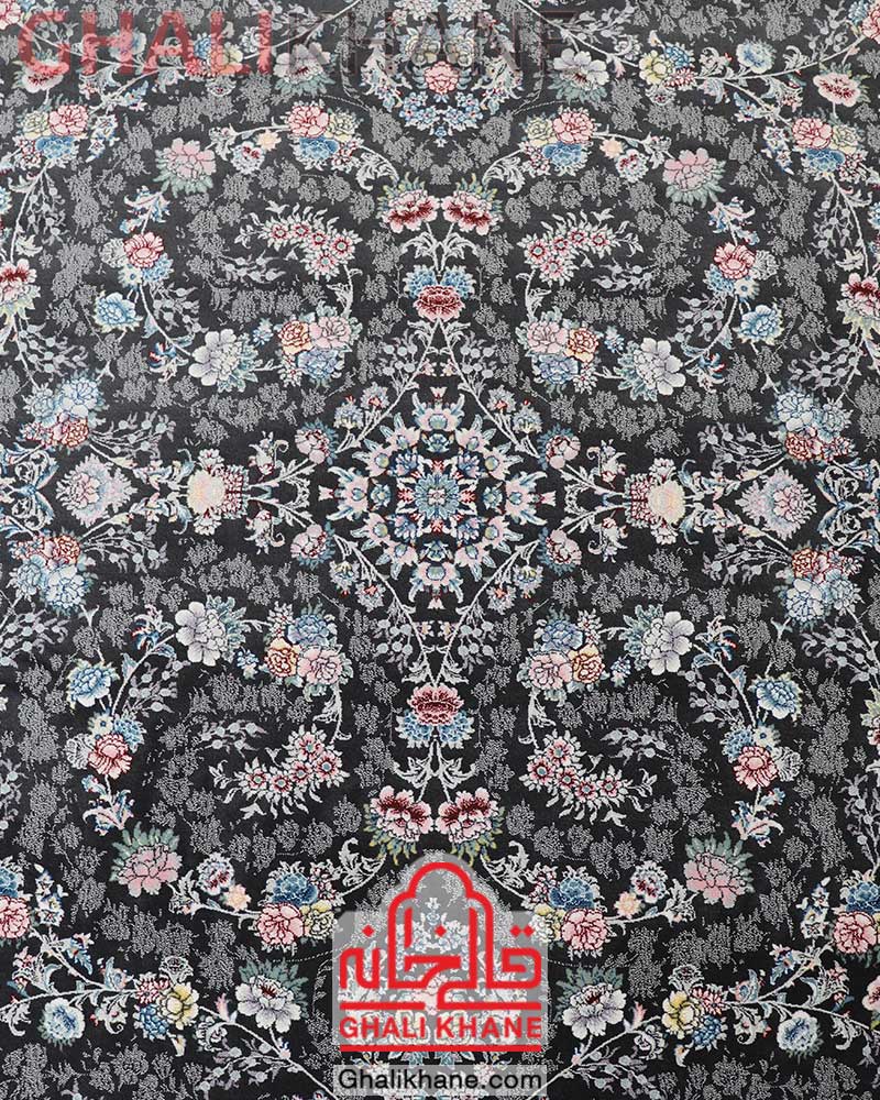 فرش زمرد مشهد کد 25069 زغالی