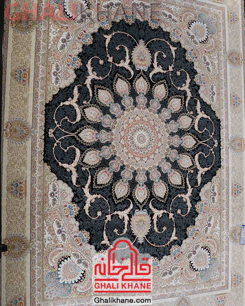 فرش ماشینی نگین مشهد کد 1012 سرمه ای