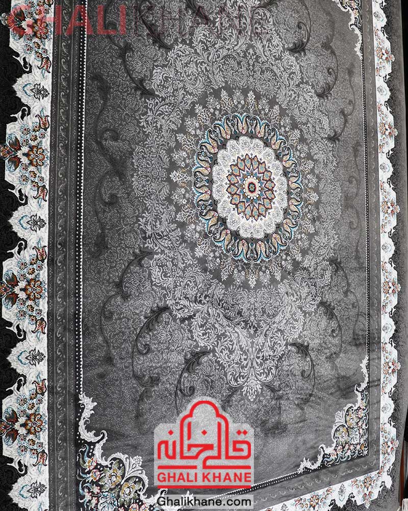 فرش نگین مشهد طرح 725 زغالی