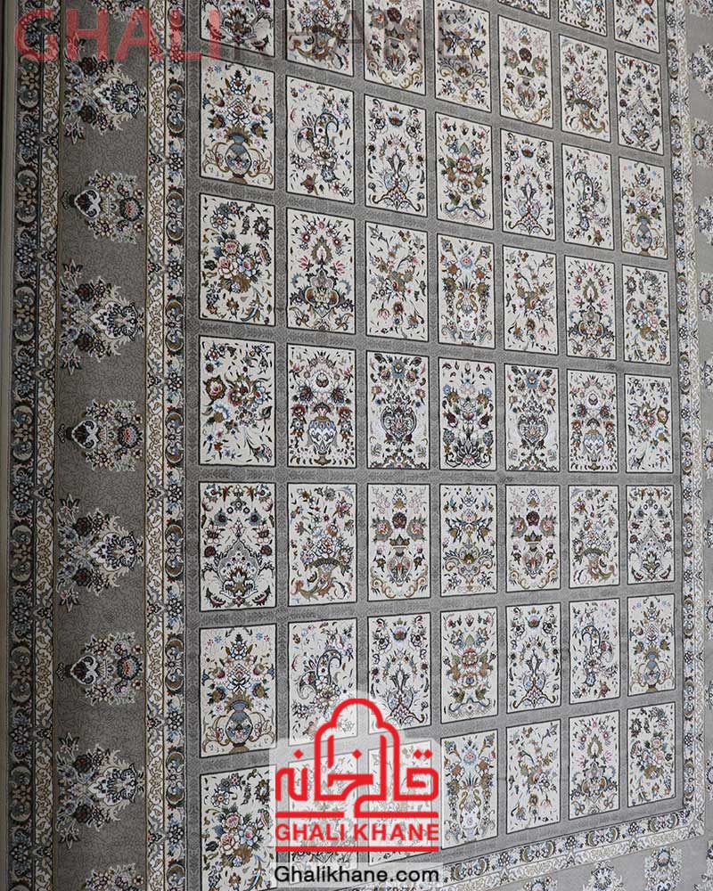 فرش زمرد مشهد 700 شانه خشتی کرم کد 30005