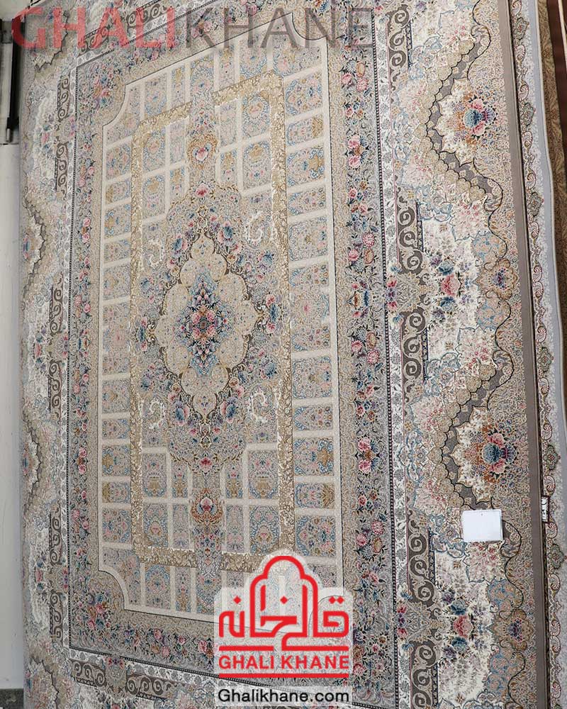فرش ماشینی کویر یزد نقش جهان(گل برجسته) کد HI-E042-2030