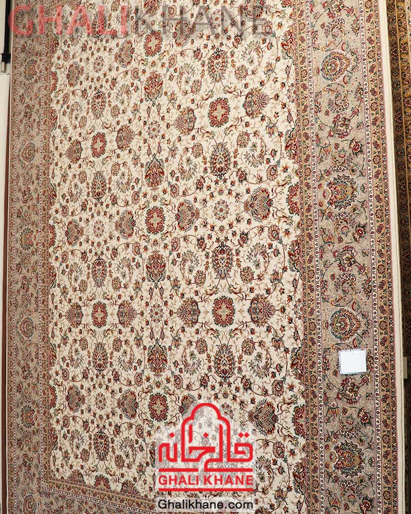 فرش کویر یزد 700 شانه افشان کرم کد Q021-1008