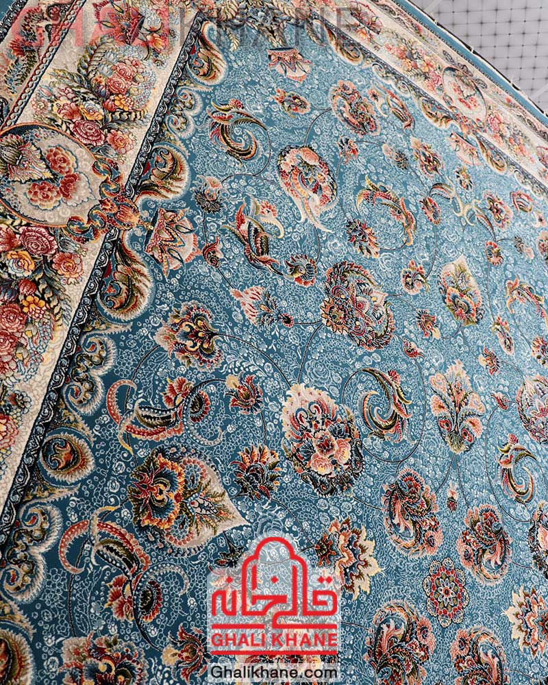 فرش نگین مشهد کد 2607 آبی افشان