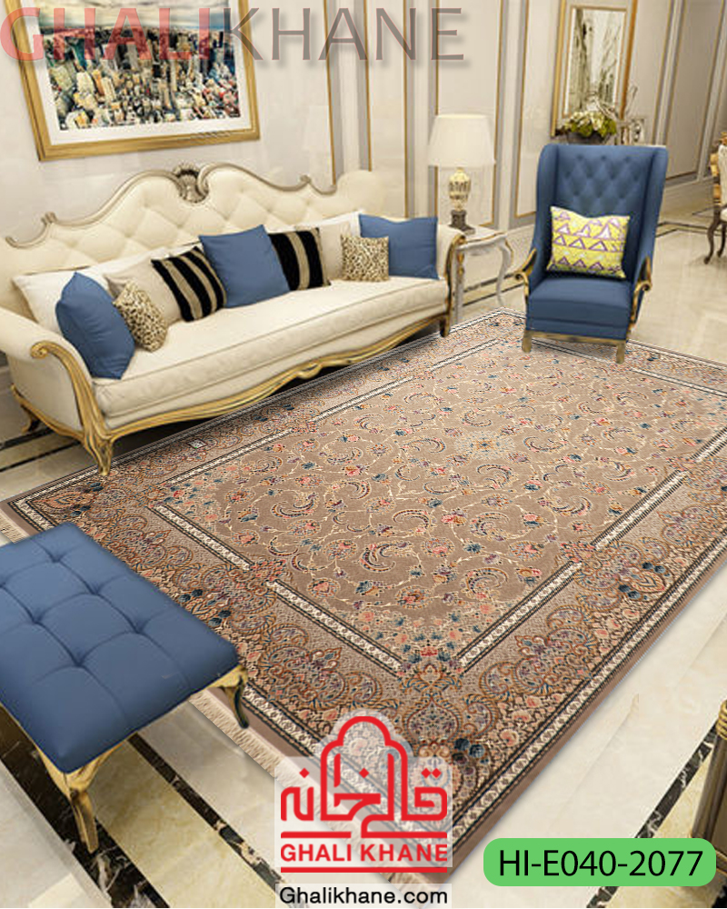 فرش ماشینی نقش جهان(گل برجسته) کد HI-E040-2077