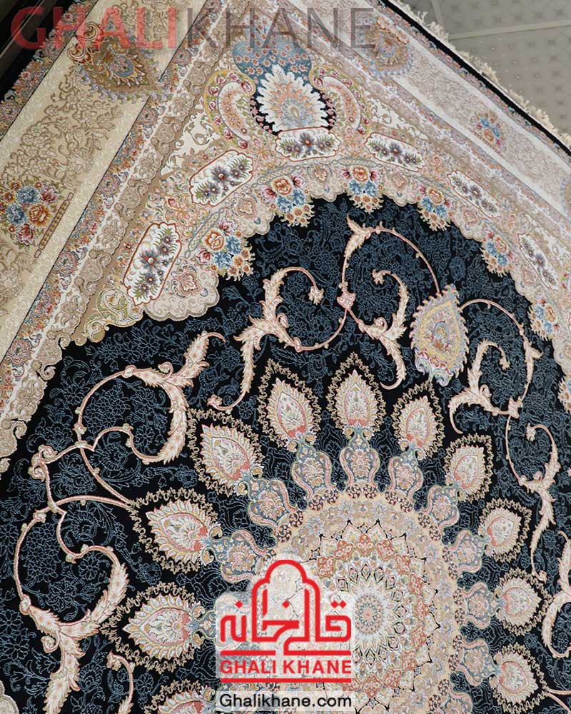 فرش نگین مشهد 1000 شانه سرمه ای کد 1012