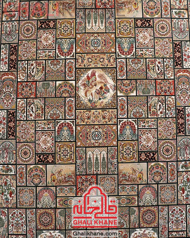 فرش کویر یزد کلکسیون شهریار 700 شانه خشتی کد Q044-1099