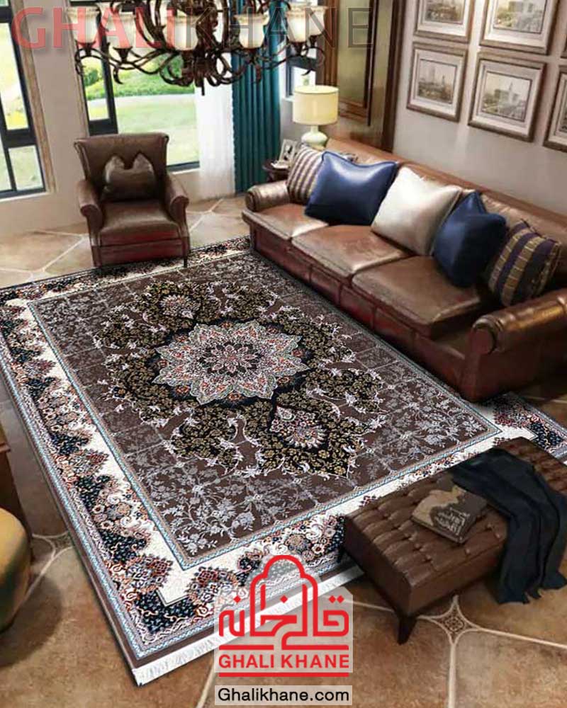 فرش نگین مشهد طرح هیوا کد 2598 گردویی