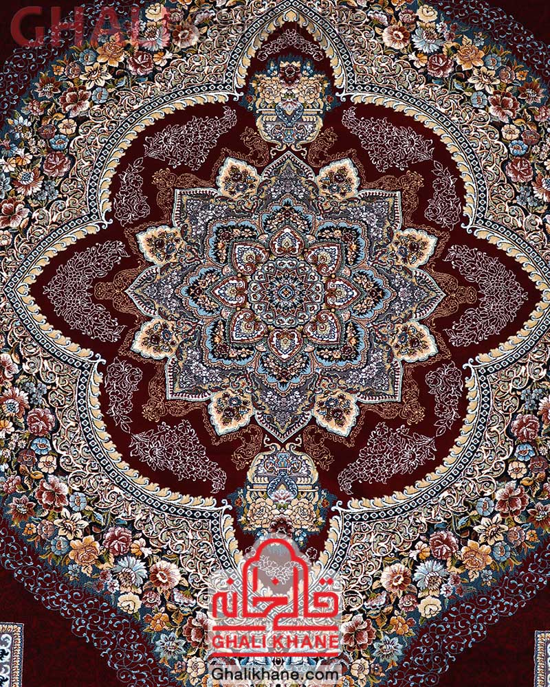 فرش نگین مشهد طرح باغ معلق کد 2597 لاکی