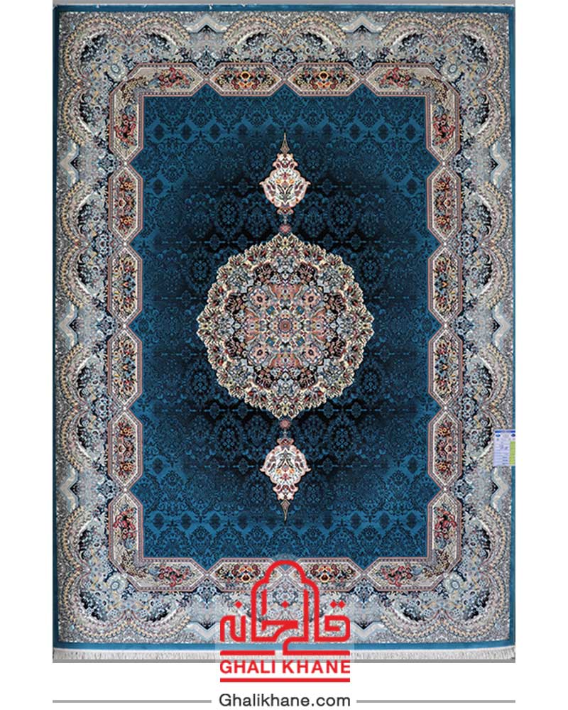 فرش نگین مشهد طرح هالیدی آبی کد 2600