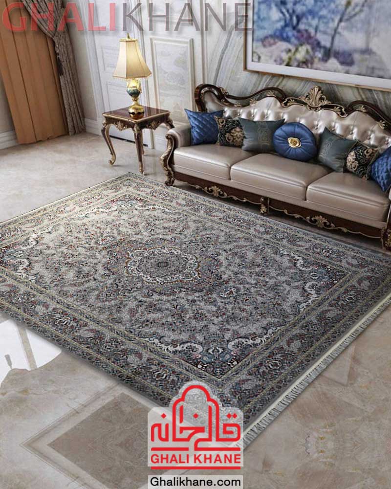 فرش زمرد مشهد 1500 شانه گل برجسته کد 55000 صدفی