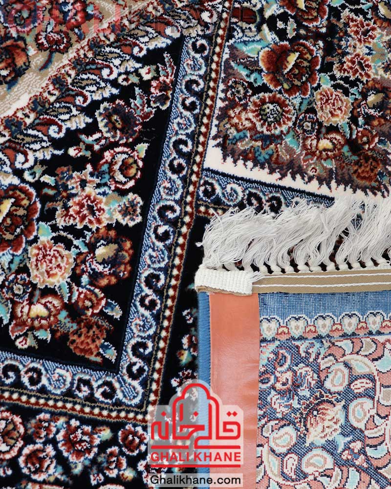 فرش زمرد مشهد طرح حوض نقره کد 25032 آبی