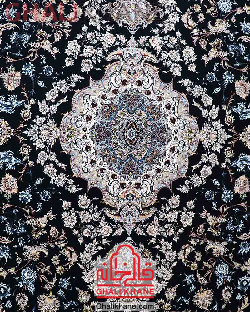 فرش زمرد مشهد کد 22001 سرمه ای