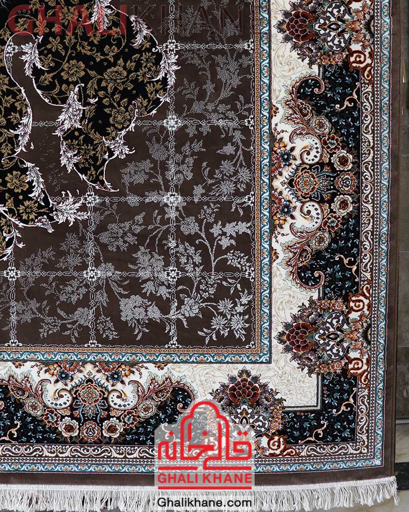 فرش نگین مشهد طرح هیوا کد 2598 گردویی