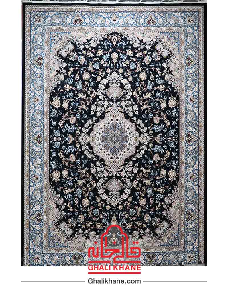 فرش زمرد مشهد کد 22001 سرمه ای