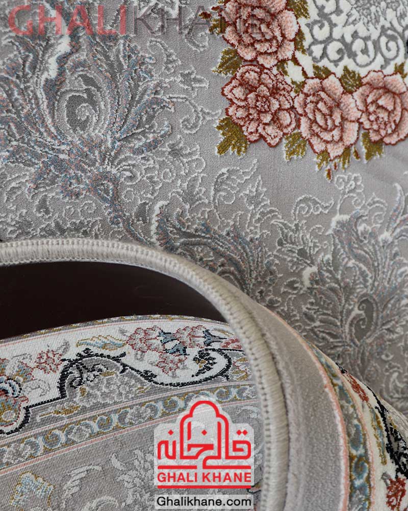 فرش ماشینی نگین مشهد کد 1219 نقره ای