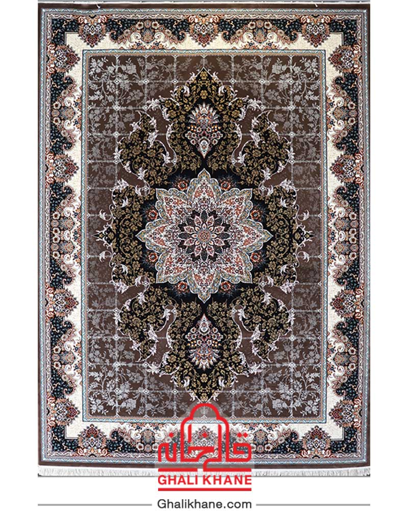 فرش نگین مشهد طرح هیوا کد 2598 گردویی