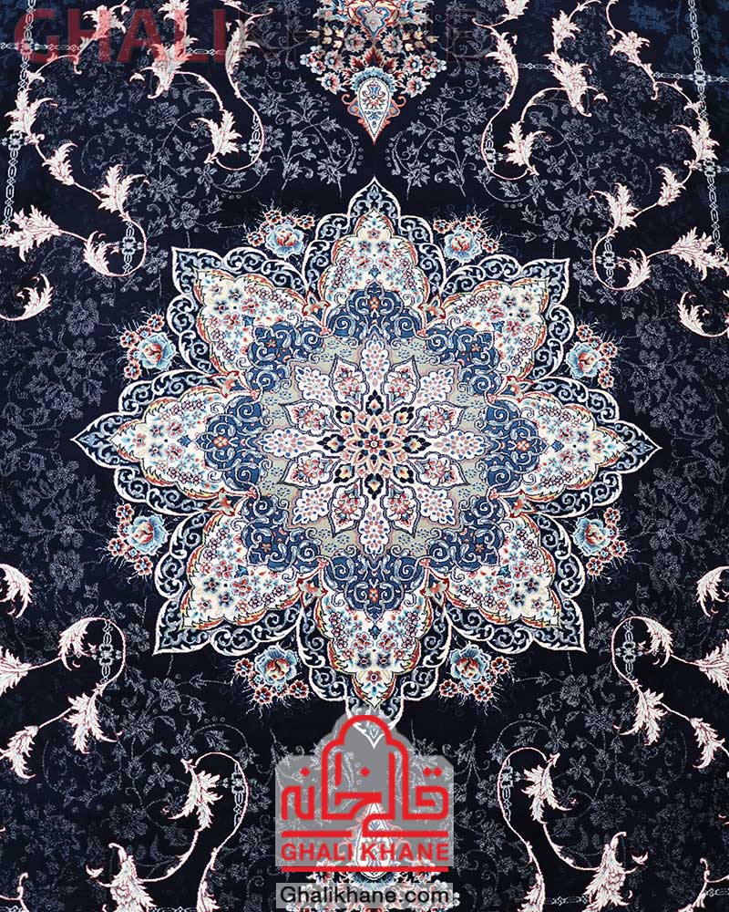 فرش زمرد مشهد طرح هیوا کد 25039 سرمه ای