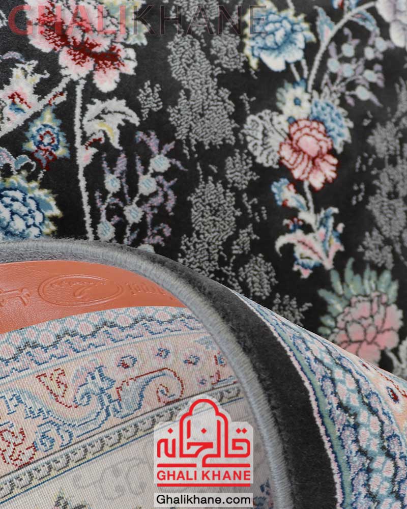 فرش زمرد مشهد کد 25069 زغالی