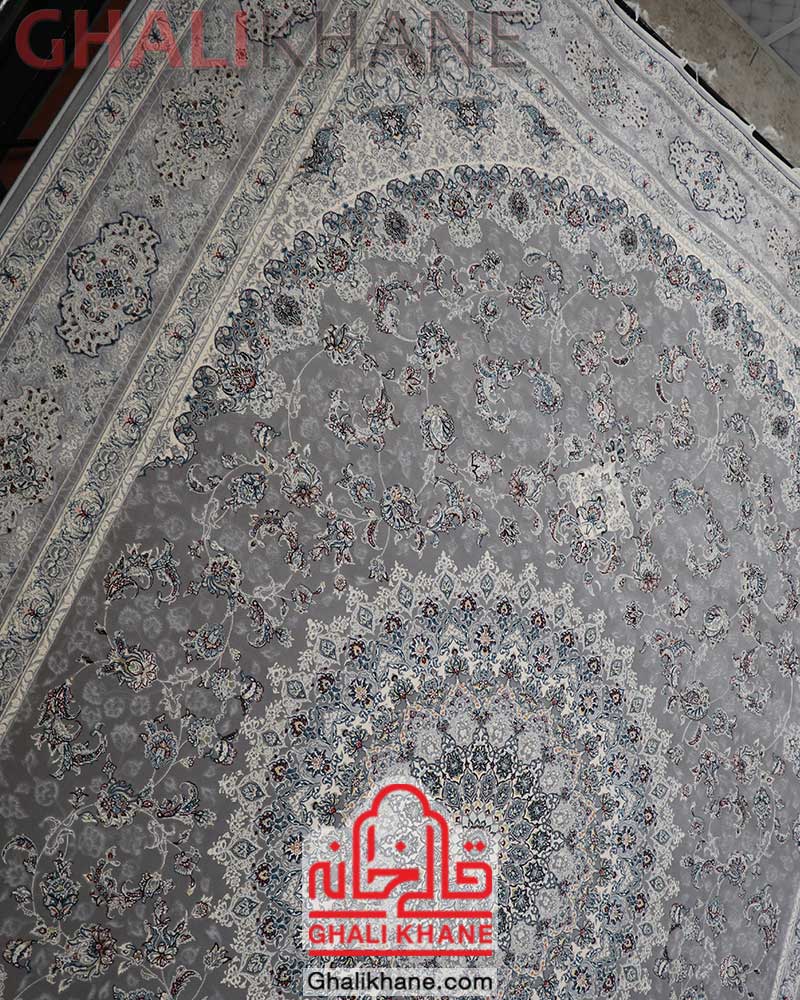 فرش زمرد مشهد کد 22008 خاکستری