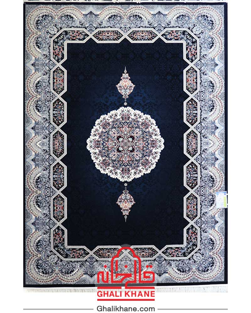 فرش زمرد مشهد طرح هالیدی سرمه ای کد 25037