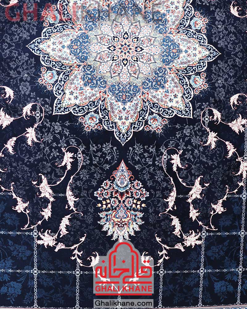 فرش زمرد مشهد طرح هیوا کد 25039 سرمه ای