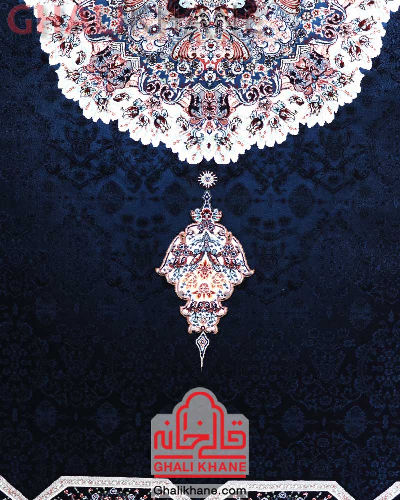 فرش زمرد مشهد کد 25037 طرح هالیدی سرمه ای