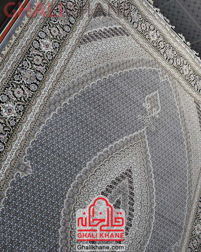 فرش ماشینی زمرد مشهد کد 23001 ریزماهی آبی