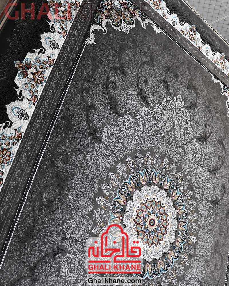 فرش ماشینی نگین مشهد کد 725 زغالی