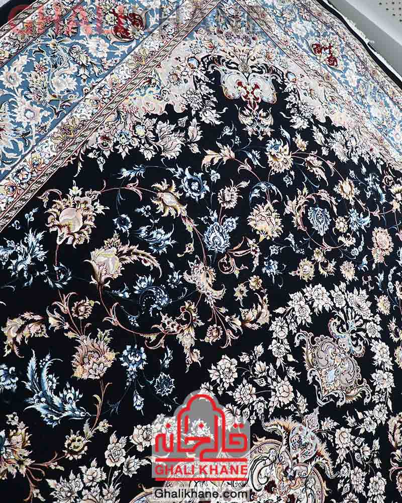 فرش زمرد مشهد کد 22001 سرمه ای