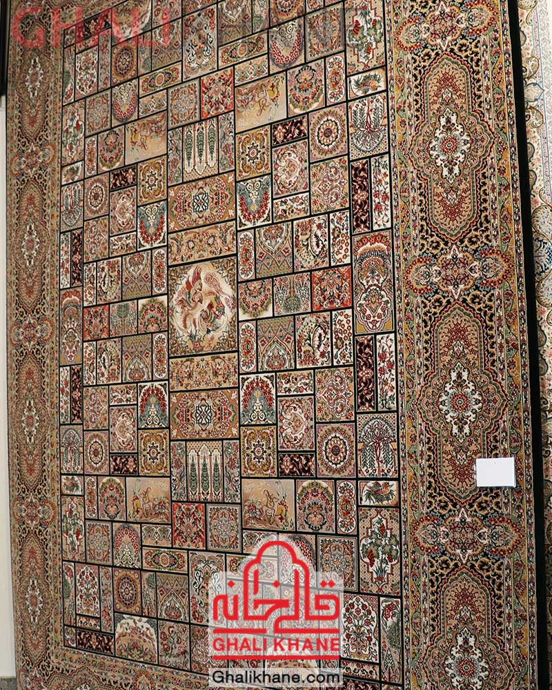 فرش کویر یزد طرح خشتی 700 شانه کلکسیون شهریار کد Q044-1099