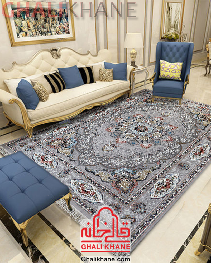 فرش نگین مشهد 1200 شانه کد 1219 نقره ای