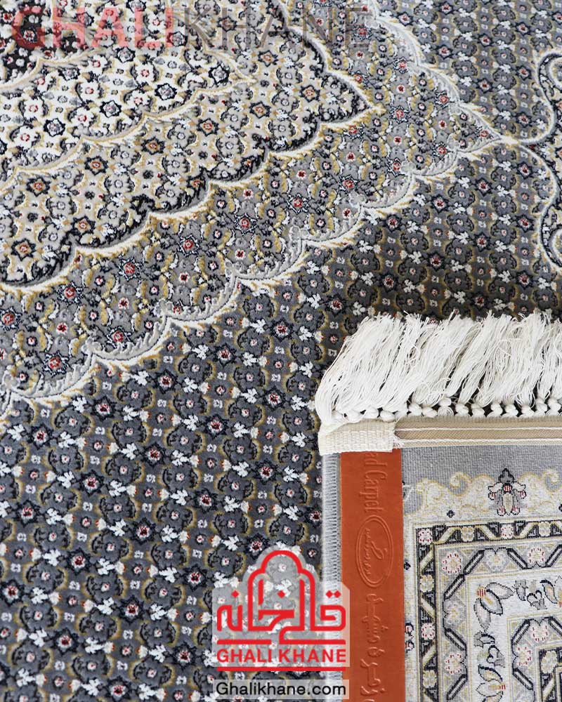 فرش زمرد مشهد 1200 شانه طرح ریزماهی کد 23001 آبی