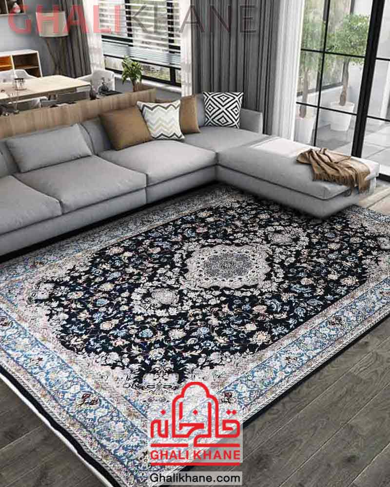 فرش زمرد مشهد کد 22001 سرمه ای