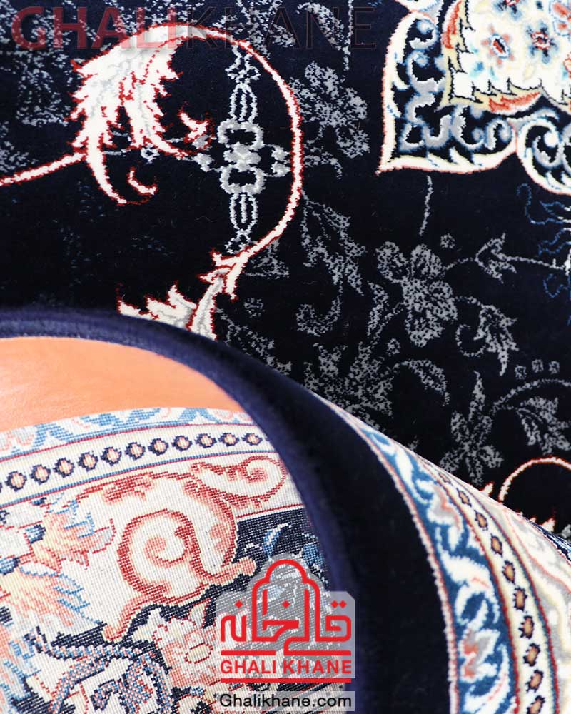 فرش زمرد مشهد طرح هیوا 700 شانه کد 25039 سرمه ای