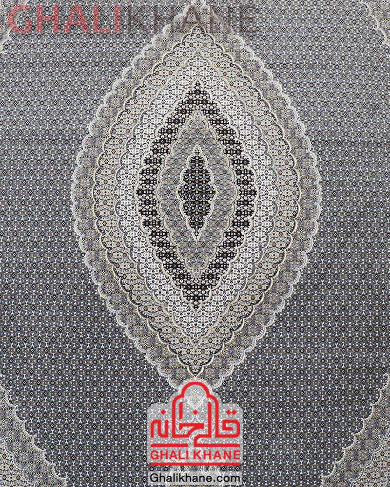 فرش زمرد مشهد 1200 شانه طرح ریزماهی کد 23001 آبی