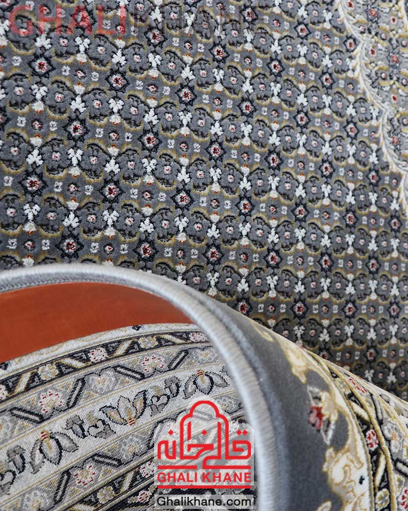 فرش زمرد مشهد 1200 شانه طرح ریزماهی کد 23001 آبی