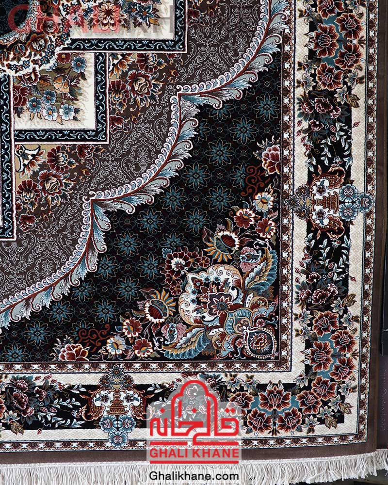 فرش نگین مشهد طرح ناردون کد 2596 گردویی