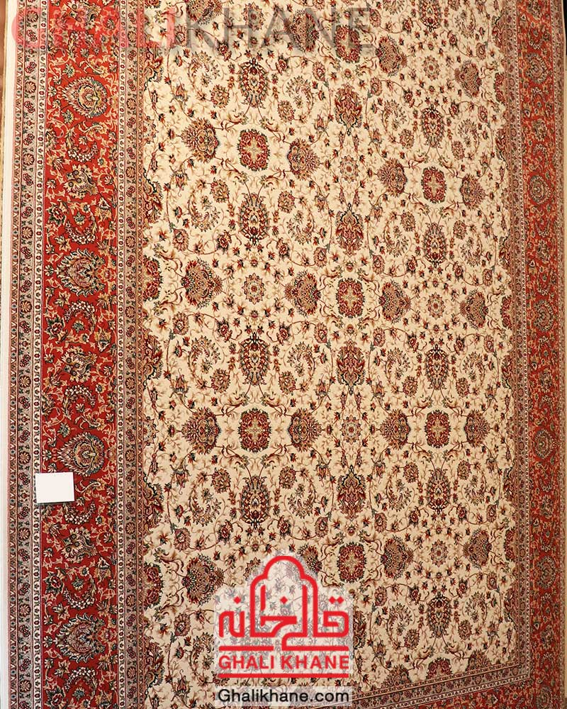 فرش ستاره کویر یزد 700 شانه افشان کد Q021-1004 کرم