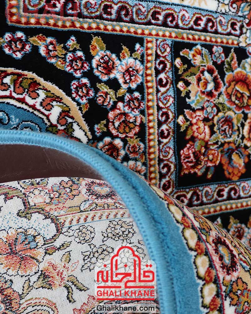 فرش نگین مشهد طرح حوض نقره کد 2595 آبی