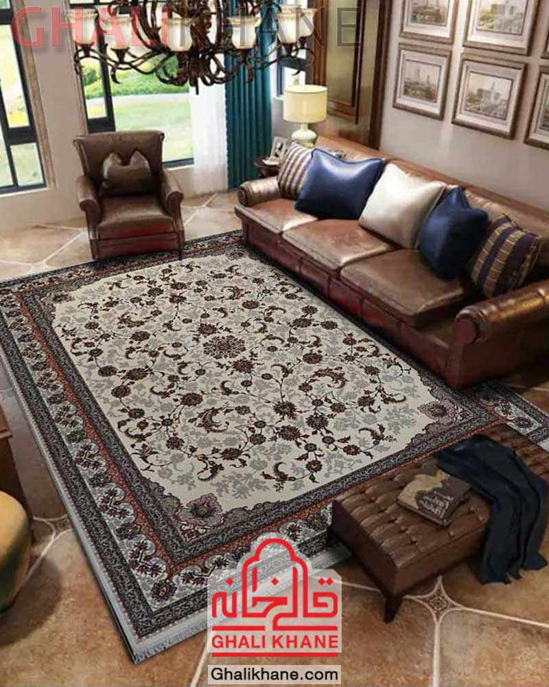 فرش نگین مشهد طرح افشان کد 2599 کرم