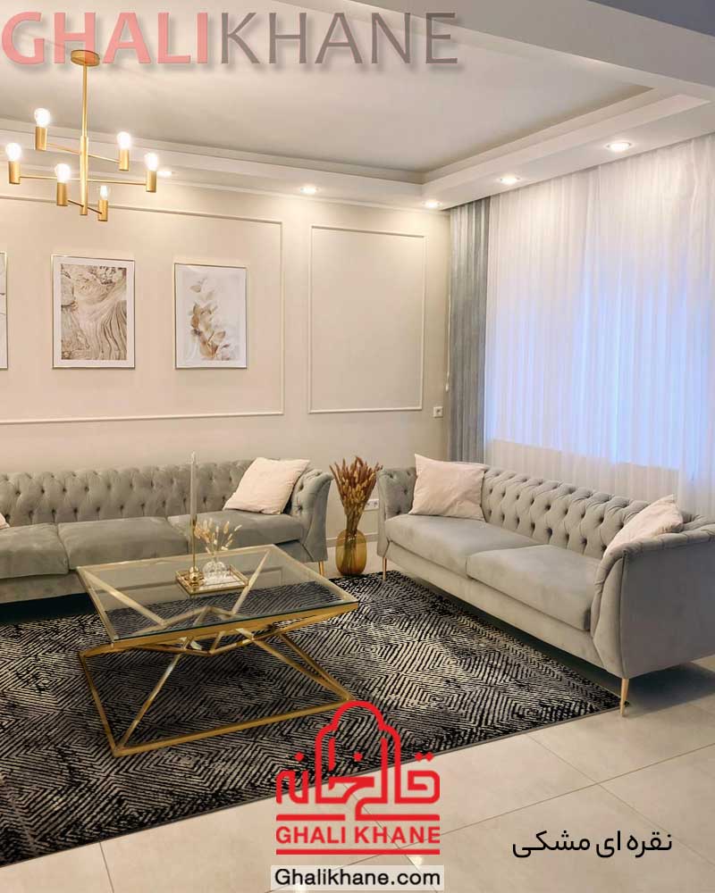 فرش ساوین کد 4119 نقره ای مشکی